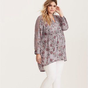 TORRID | Floral Print Lace Inlet Bell Sleeve Top
